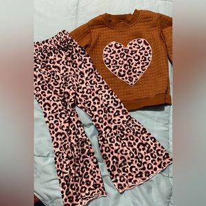 3T heart leopard print outfit. Too has a quilted look to it
